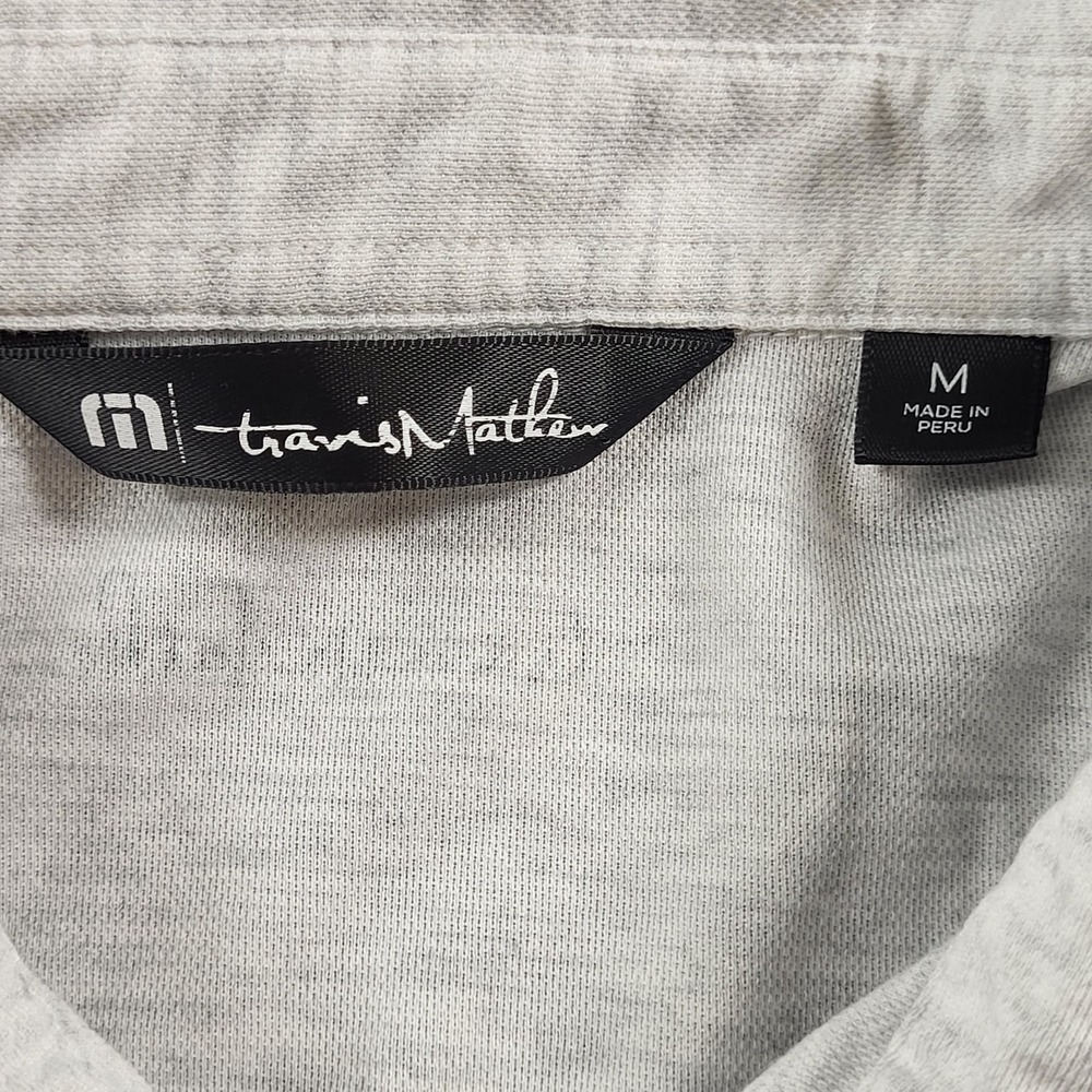 Travis Mathew Golf Polo Men's M Short Sleeve Performance Gray Stripes - Picture 7 of 11